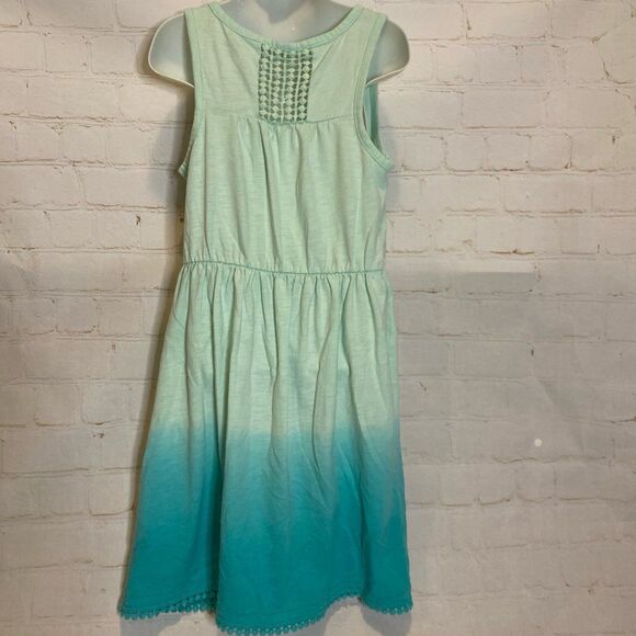 Cherokee Girls Ombré Blue-Green Scoop Neck Tank Summer Dress - Picture 3 of 5